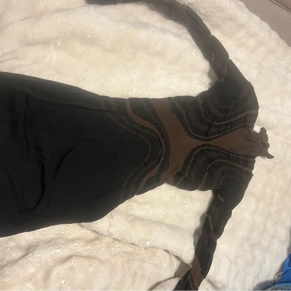 Black and Brown Long Sleeve Dress